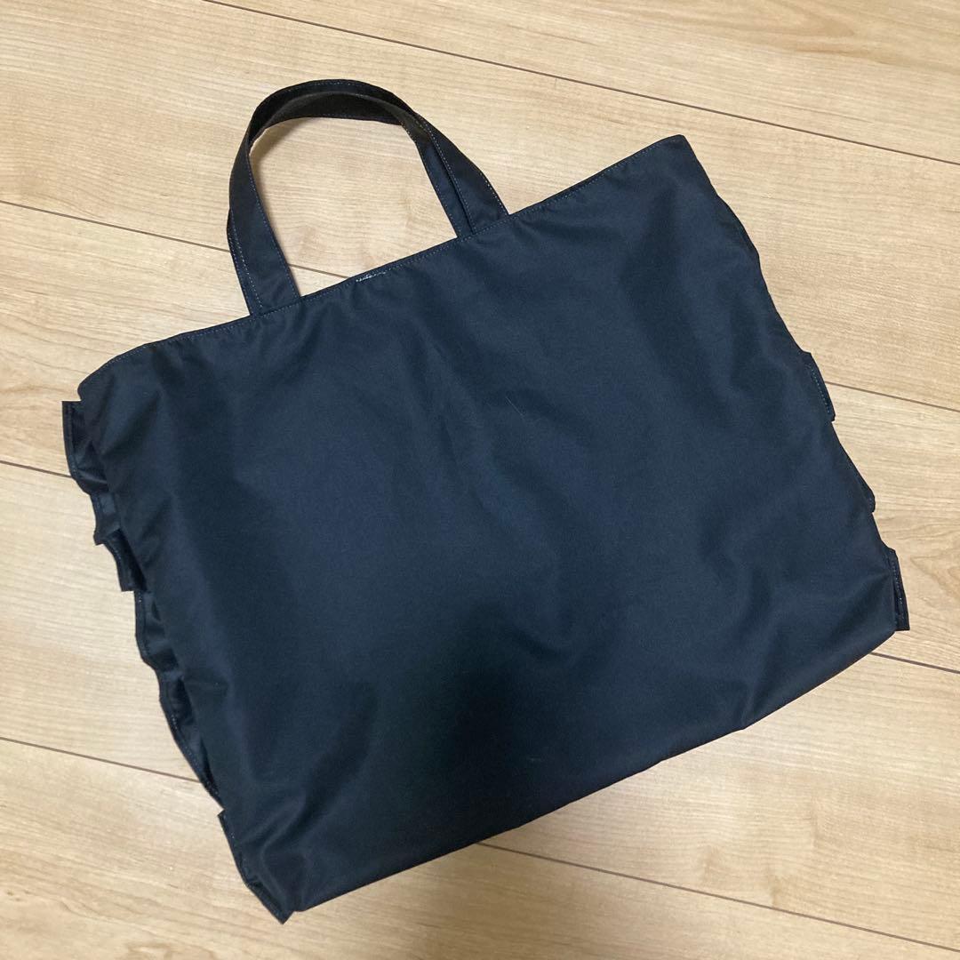 撥水ハンドメイドレッスンバッグ上履き袋体操服袋パールビーズリボンブラック女の子