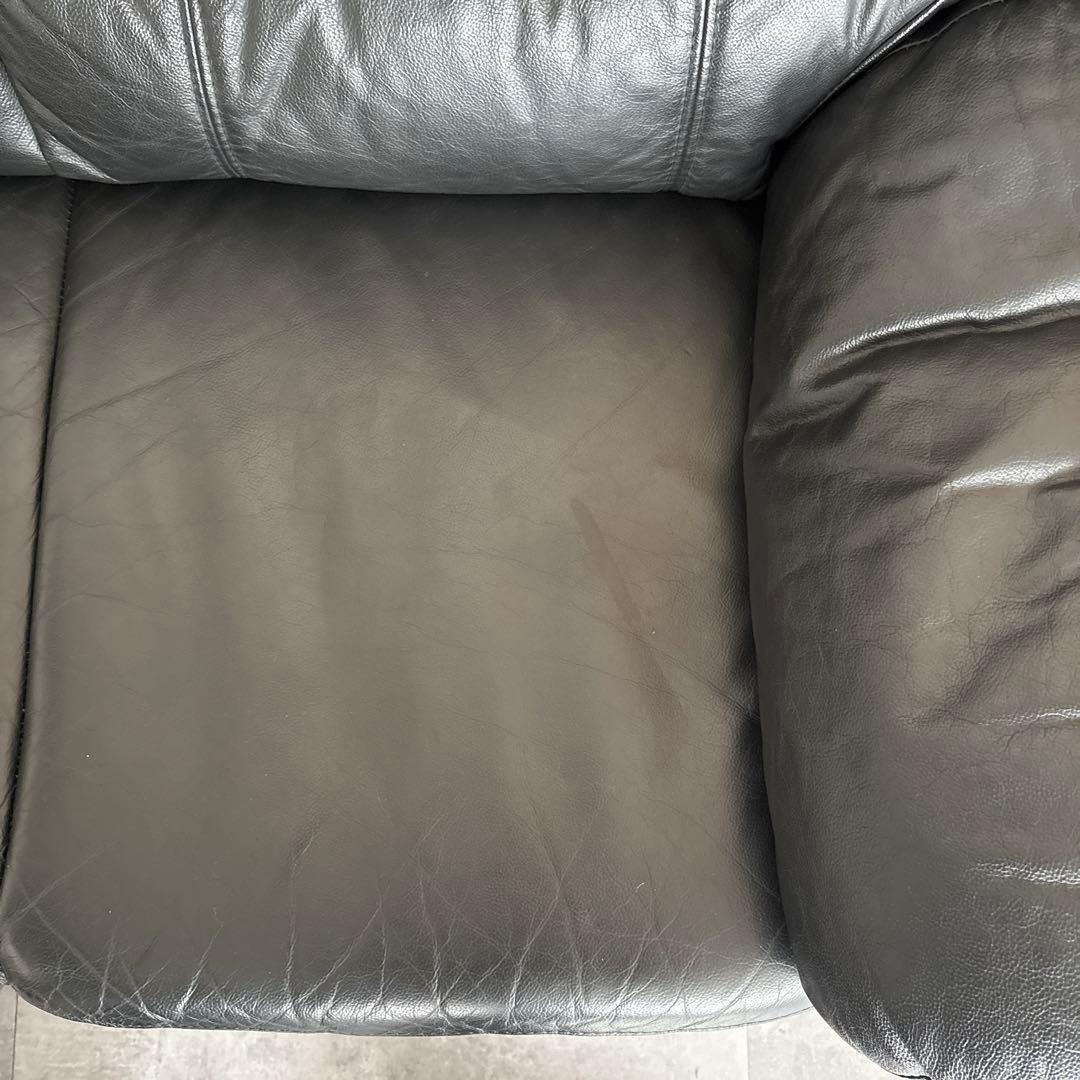 ブラックレザー 2人掛けソファ