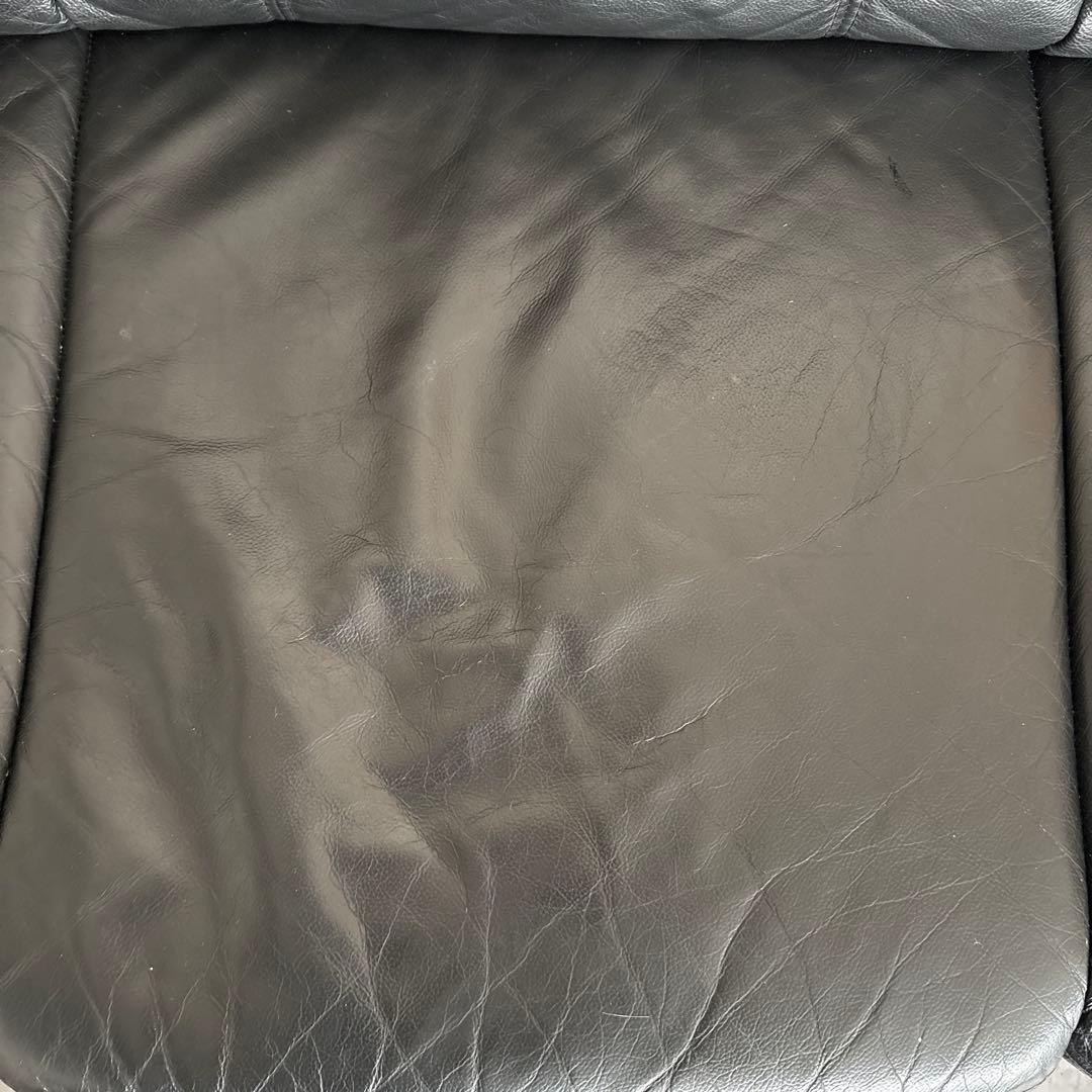 ブラックレザー 2人掛けソファ