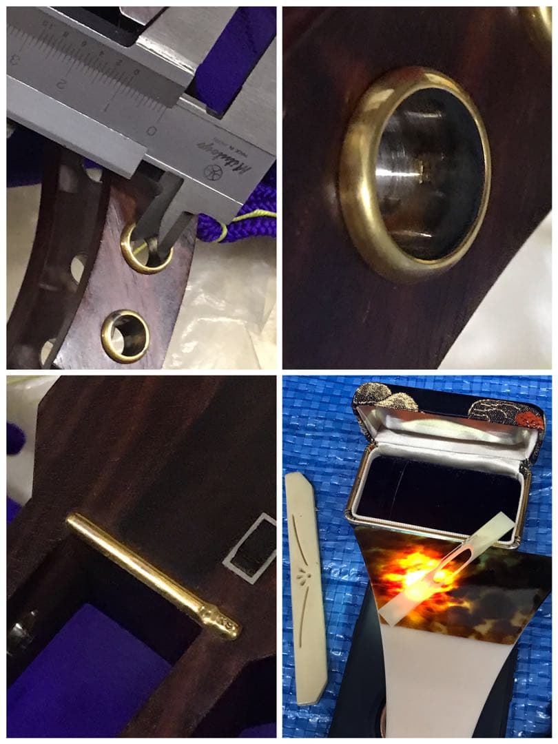和楽器 三味線 弦楽器 鼈甲撥 天然素材 金細 綾杉胴 金具k9