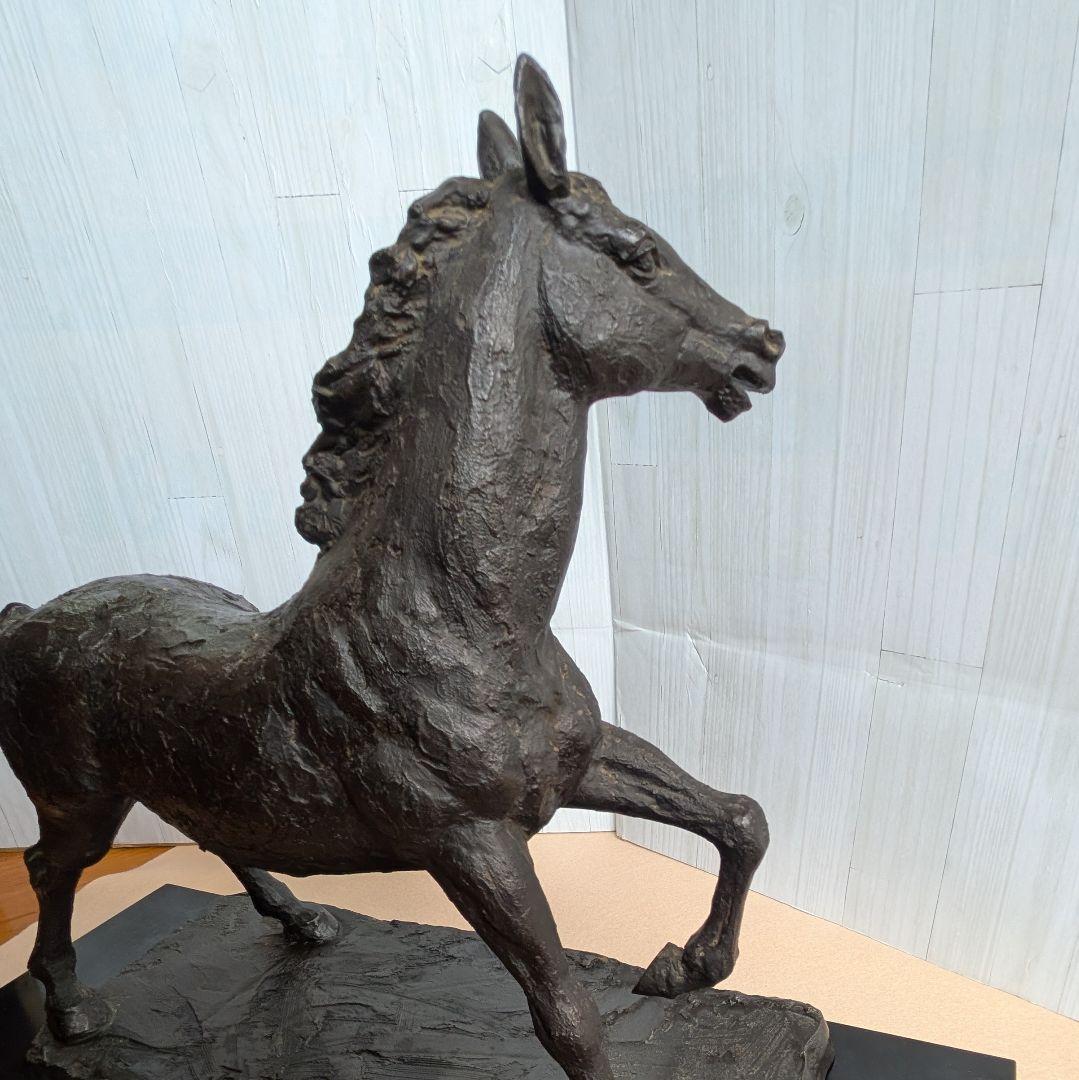 【友澤正彦】春風 馬 ブロンズ像 1977年 銅製 置物 彫刻 オブジェ