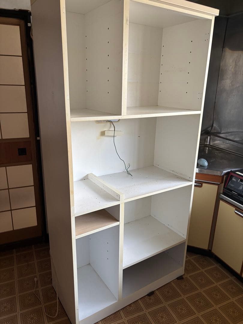 ホワイト 食器棚 オープンシェルフ付き