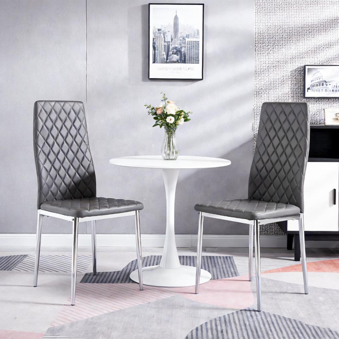 ダイニングチェア 4脚セット レザー メッキ脚 椅子 イス 食卓椅子 菱形