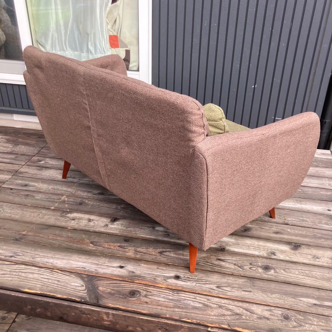 北欧レトロ 東谷 二人掛けソファー アームチェア モスグリーン ファブリック