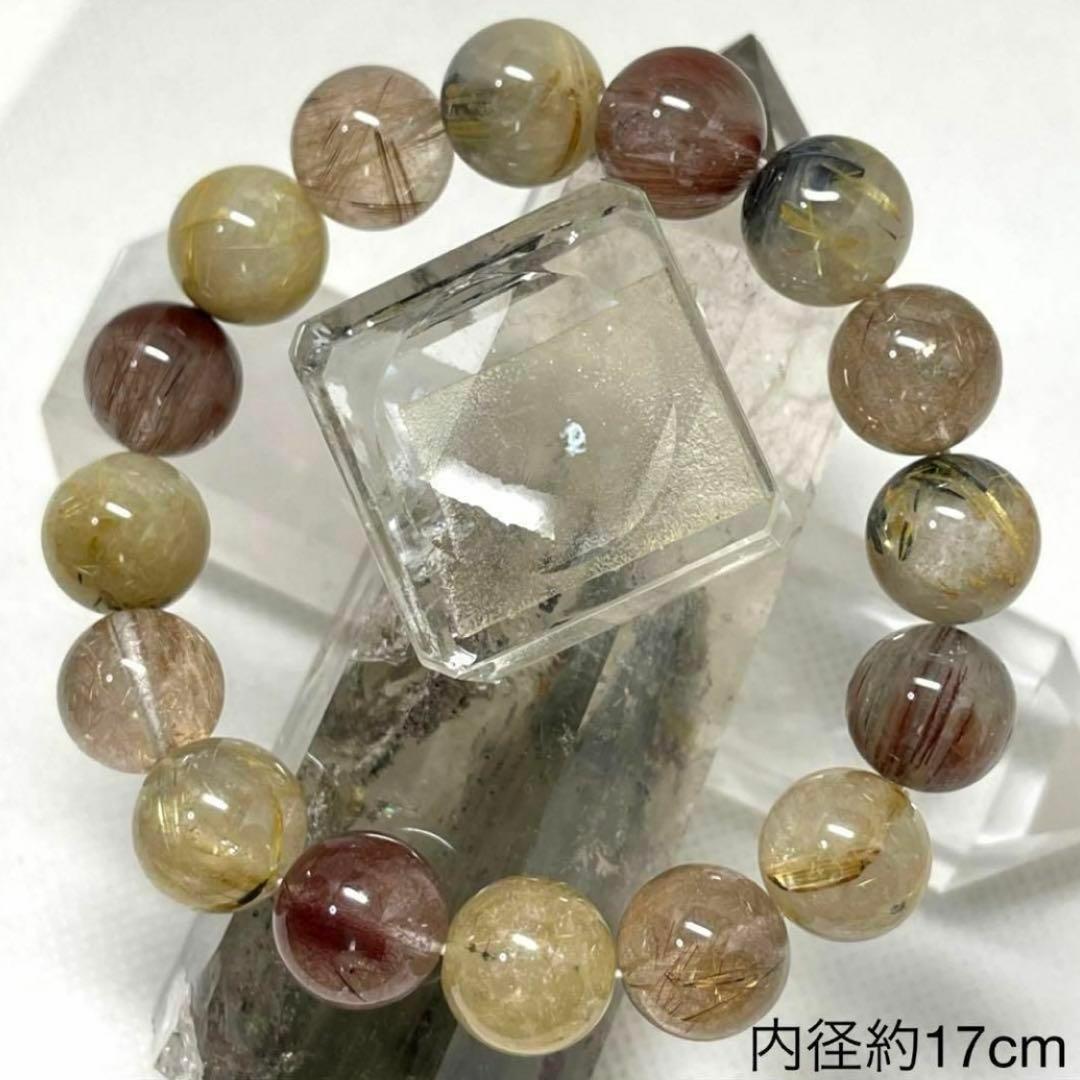 ルチルクオーツ　パワーストーンブレスレット　内径約17cm