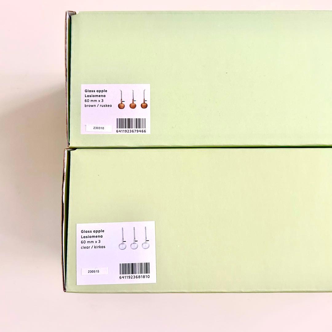 新品  イッタラ アップル オーナメント ブラウン クリア ガラス