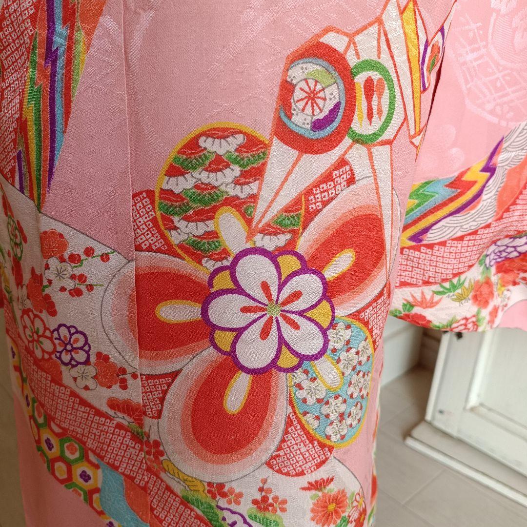 アンティークピンクの着物に作り帯セット