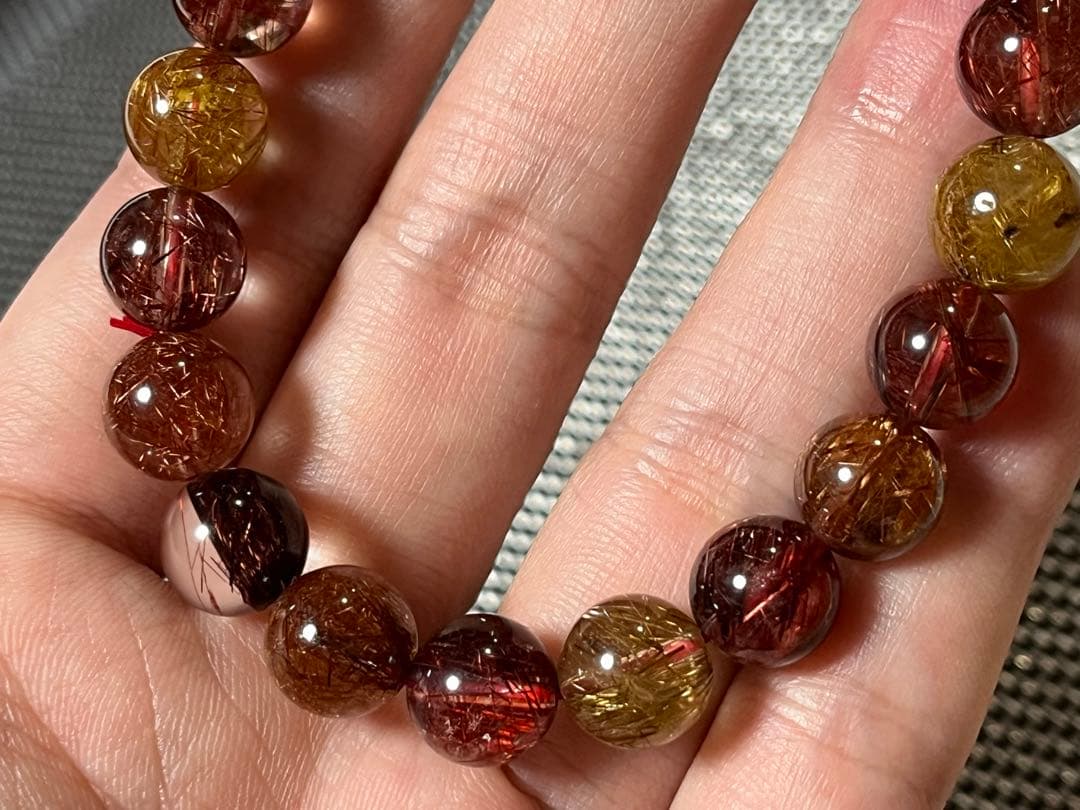 高品質 ミックス ルチルクォーツ ブレスレット 約9.5mm ③