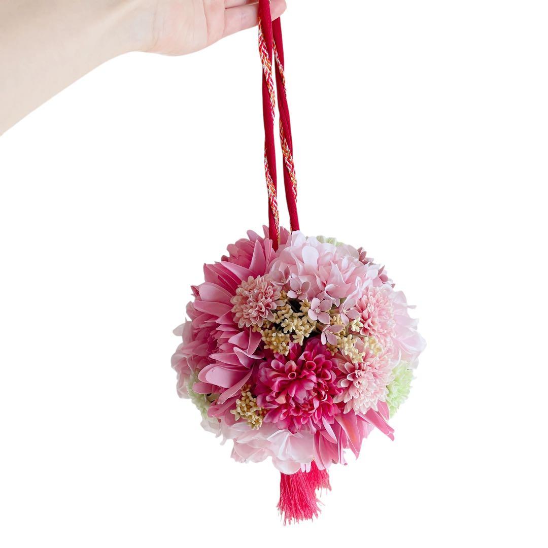 定価2万5千円　和装　ボールブーケ　造花　ピンク系　ウェディング　手鞠　フォト