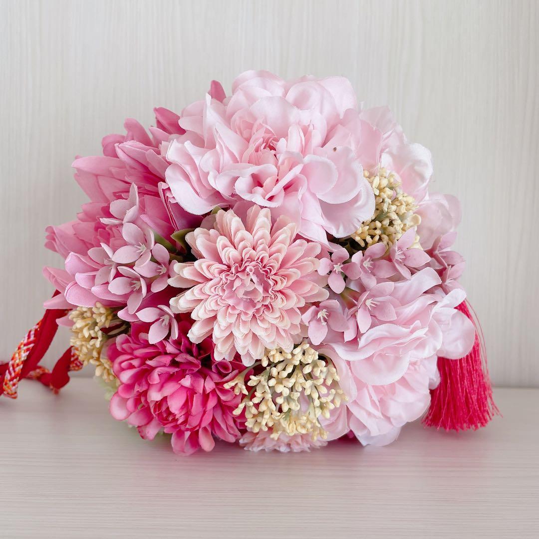 定価2万5千円　和装　ボールブーケ　造花　ピンク系　ウェディング　手鞠　フォト