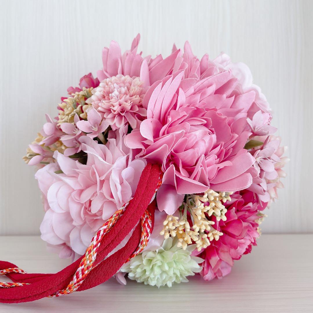 定価2万5千円　和装　ボールブーケ　造花　ピンク系　ウェディング　手鞠　フォト
