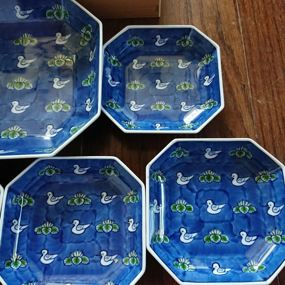 有田焼 源右衛門 染錦水鳥図 皿 大、中、小