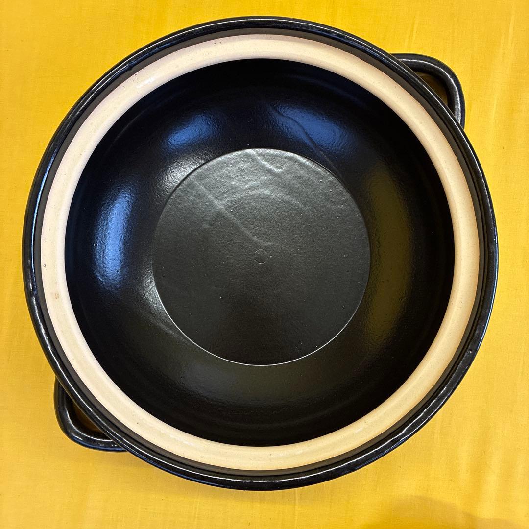 土鍋伊賀焼10.5号深鍋黒釉艶消飛びカンナ