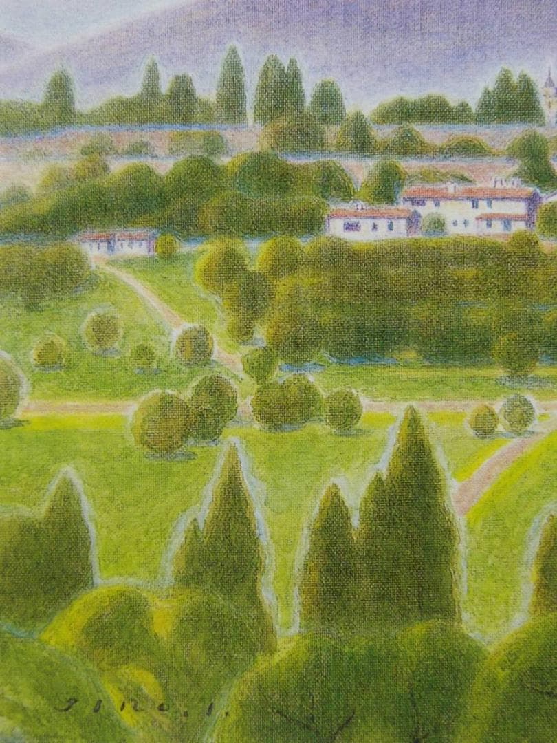 五十嵐二郎、【フィレンツェの丘】、希少な画集より、状態良好、新品