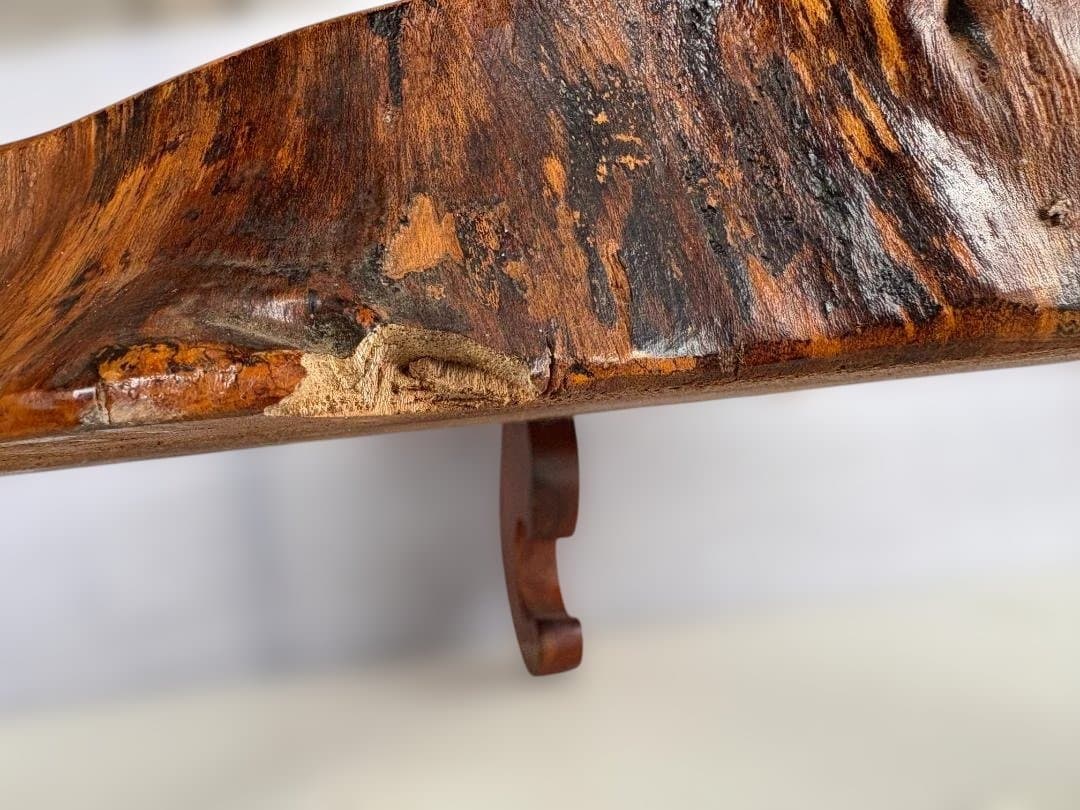 天然木 一枚板 銘木 猫足 欅 座卓 ローテーブル 飾台 古民家 01d145