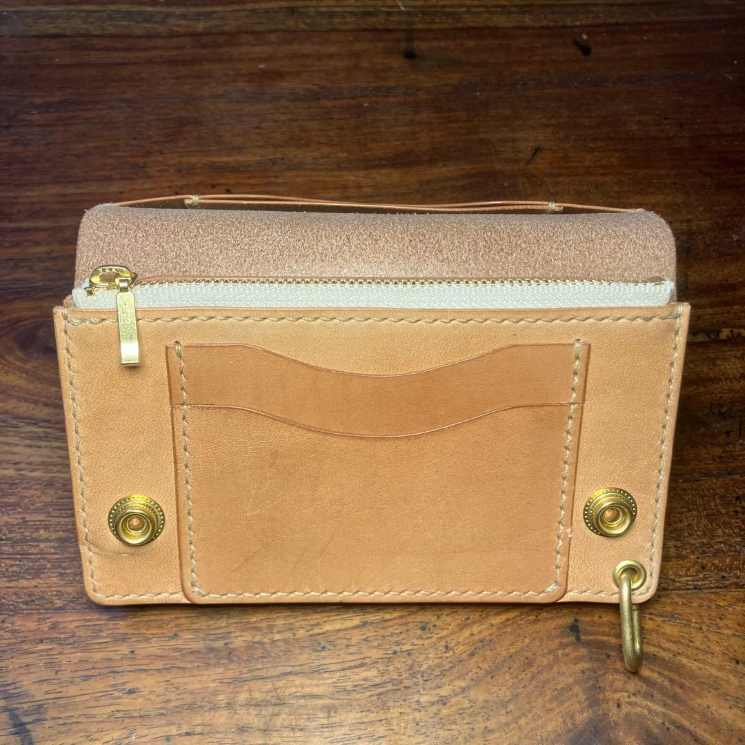 ミドルトラッカーウォレット　ナチュラル　栃木レザー　レザークラフト