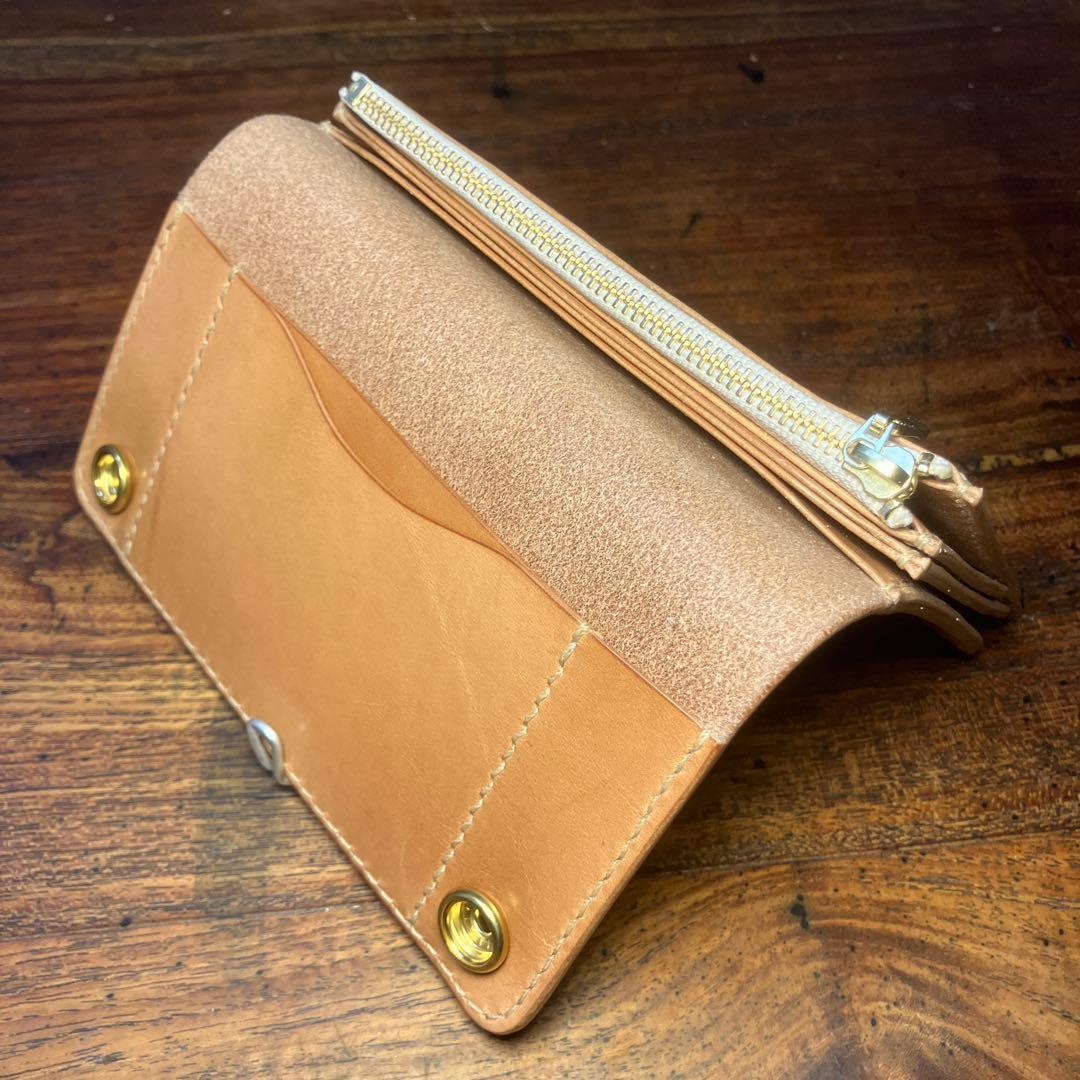 ミドルトラッカーウォレット　ナチュラル　栃木レザー　レザークラフト