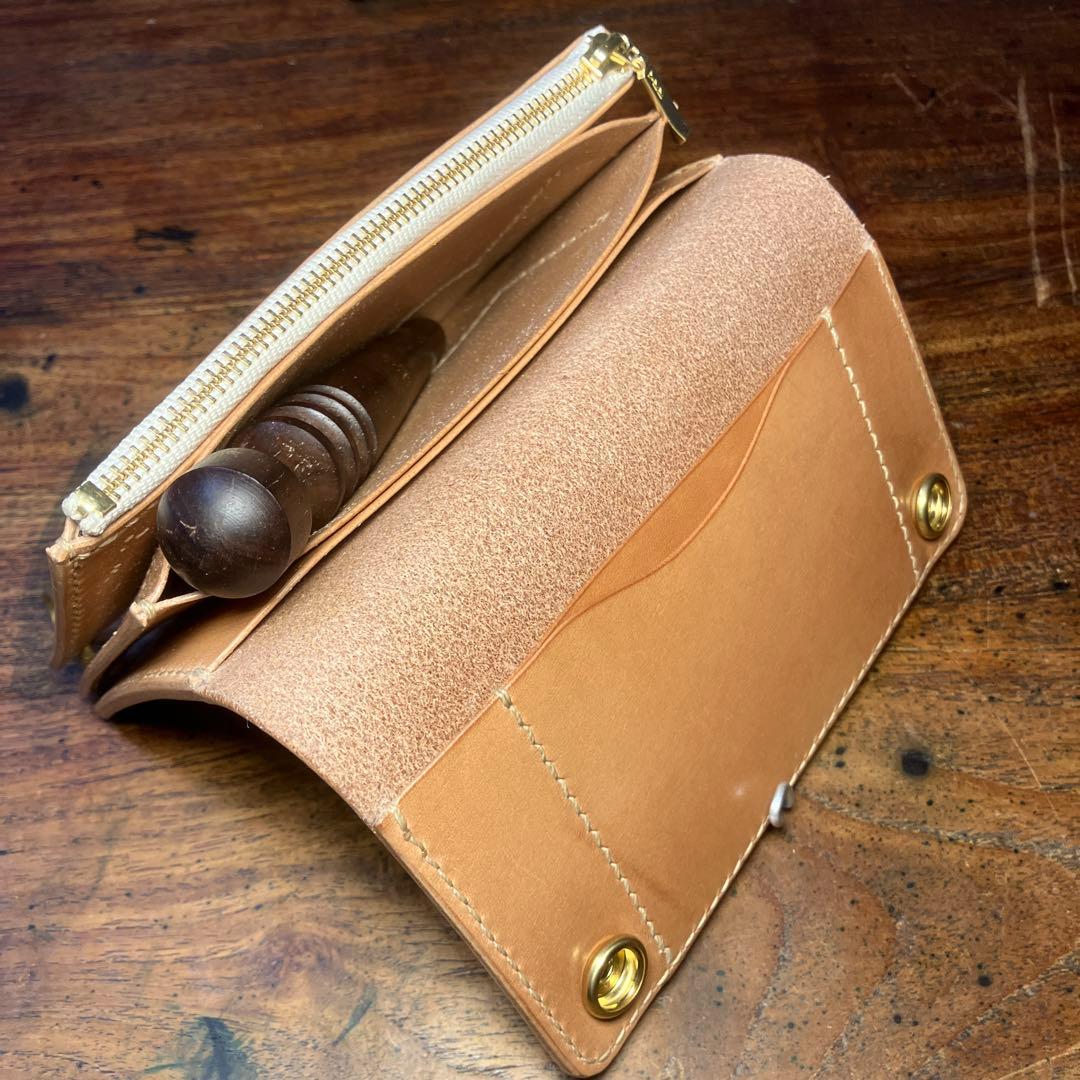 ミドルトラッカーウォレット　ナチュラル　栃木レザー　レザークラフト