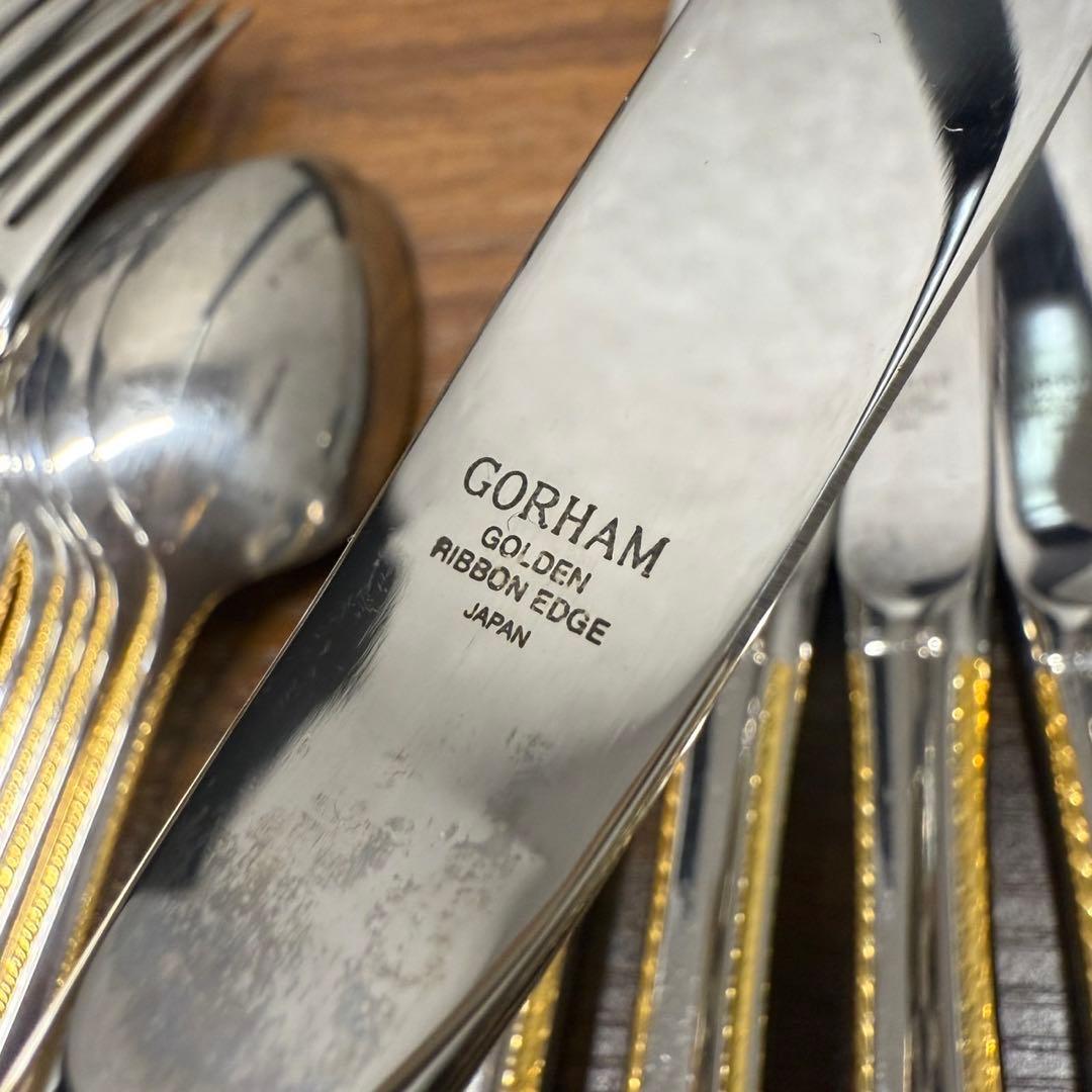 Gorham ゴールデンリボンエッジ カトラリーセット　各6本　合計30本セット