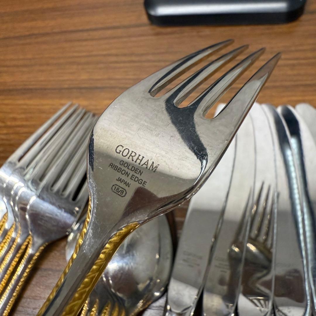 Gorham ゴールデンリボンエッジ カトラリーセット　各6本　合計30本セット