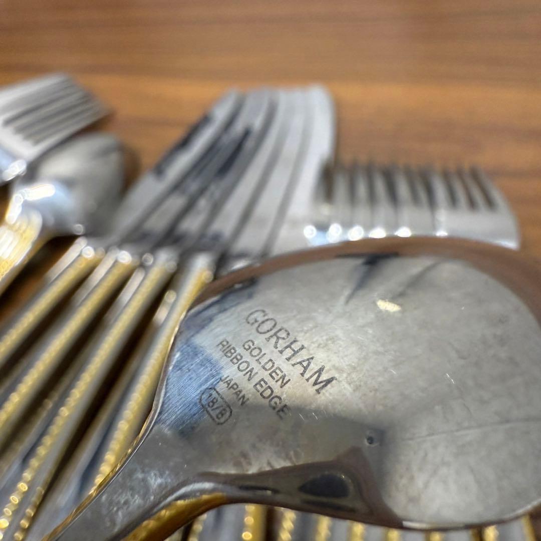 Gorham ゴールデンリボンエッジ カトラリーセット　各6本　合計30本セット