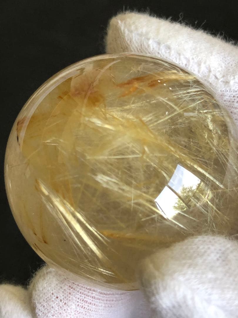 41.5mm ❤️金運アップ　✳タイチンルチル　ゴールドルチルクォーツ　丸玉