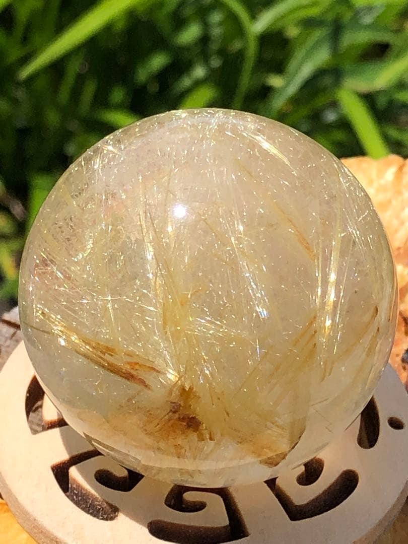 41.5mm ❤️金運アップ　✳タイチンルチル　ゴールドルチルクォーツ　丸玉
