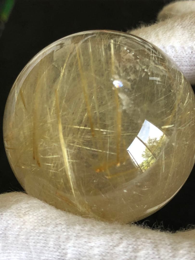 41.5mm ❤️金運アップ　✳タイチンルチル　ゴールドルチルクォーツ　丸玉