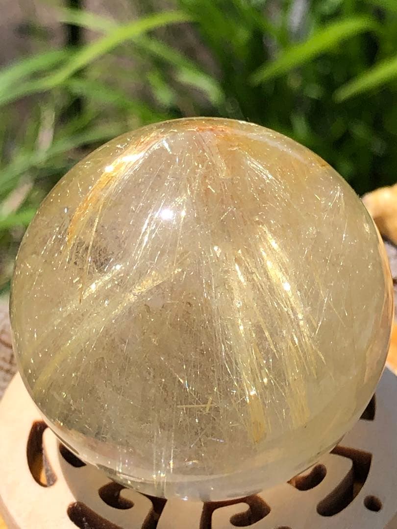 41.5mm ❤️金運アップ　✳タイチンルチル　ゴールドルチルクォーツ　丸玉