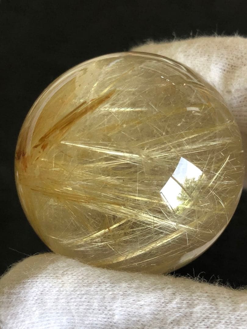 41.5mm ❤️金運アップ　✳タイチンルチル　ゴールドルチルクォーツ　丸玉