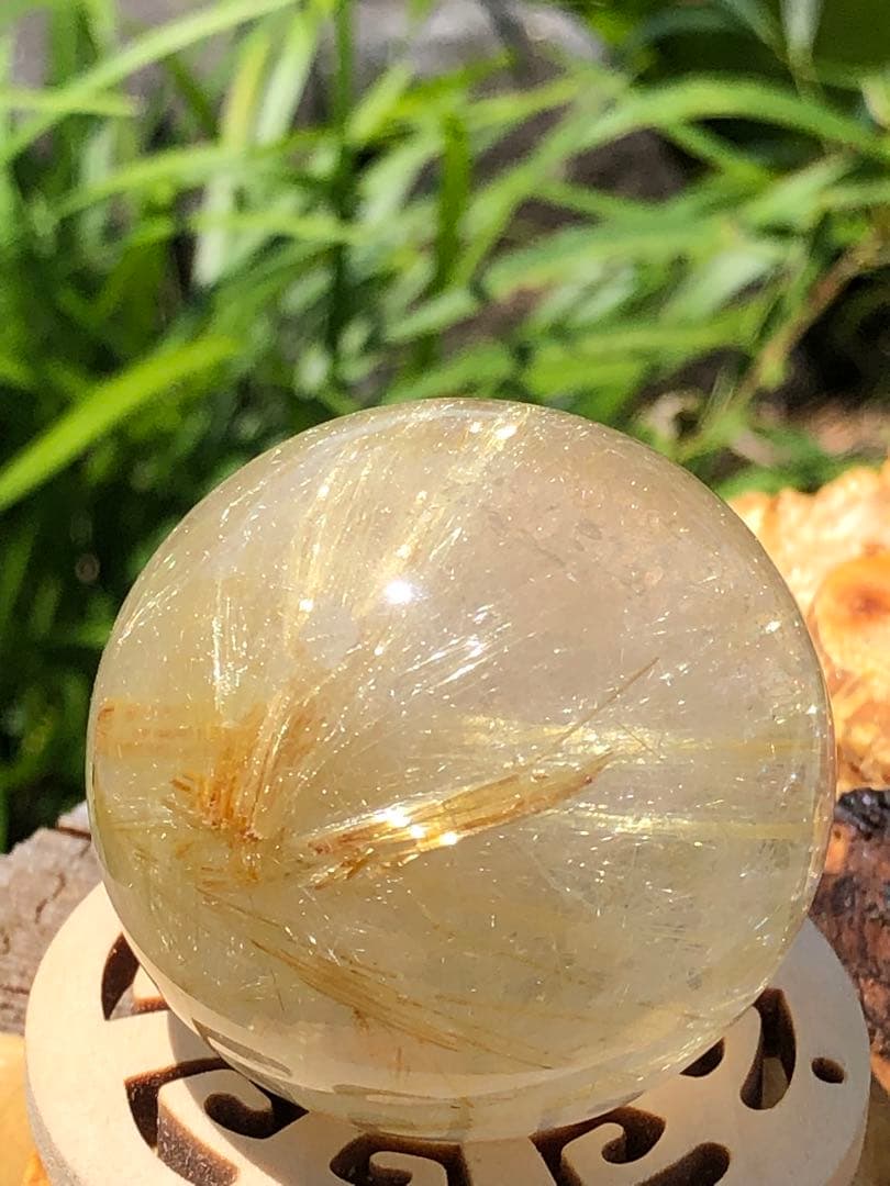 41.5mm ❤️金運アップ　✳タイチンルチル　ゴールドルチルクォーツ　丸玉