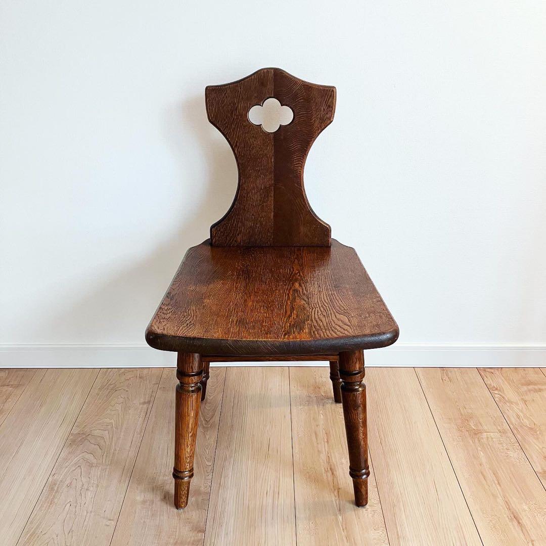 アンティークチェア　オーク材　腰掛け　ビンテージ家具　蚤の市　古家具　ブロカント