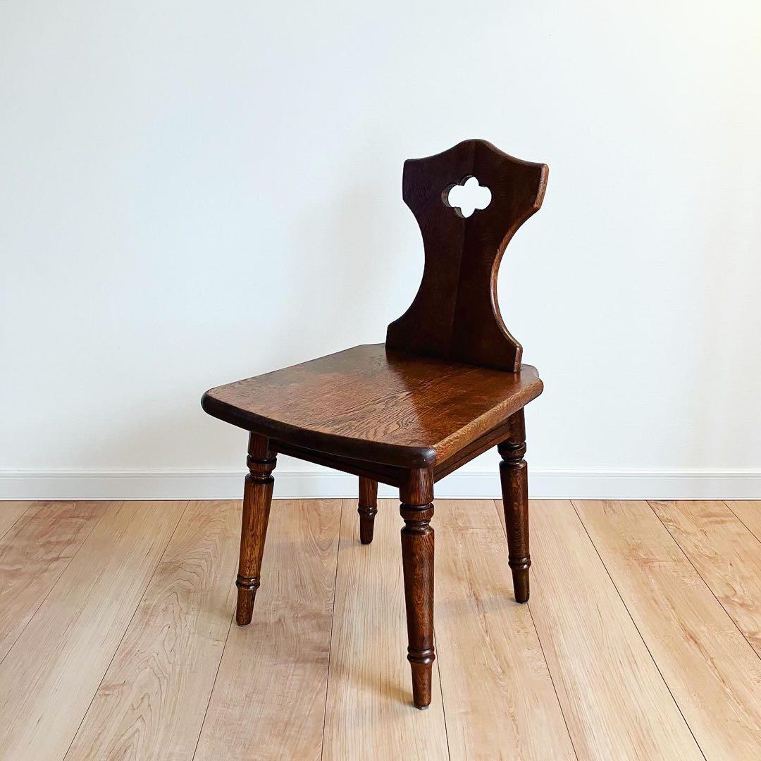 アンティークチェア　オーク材　腰掛け　ビンテージ家具　蚤の市　古家具　ブロカント