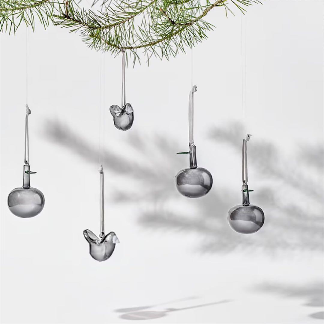 新品 イッタラ ガラスオーナメント アップル 林檎ブラウン グレー