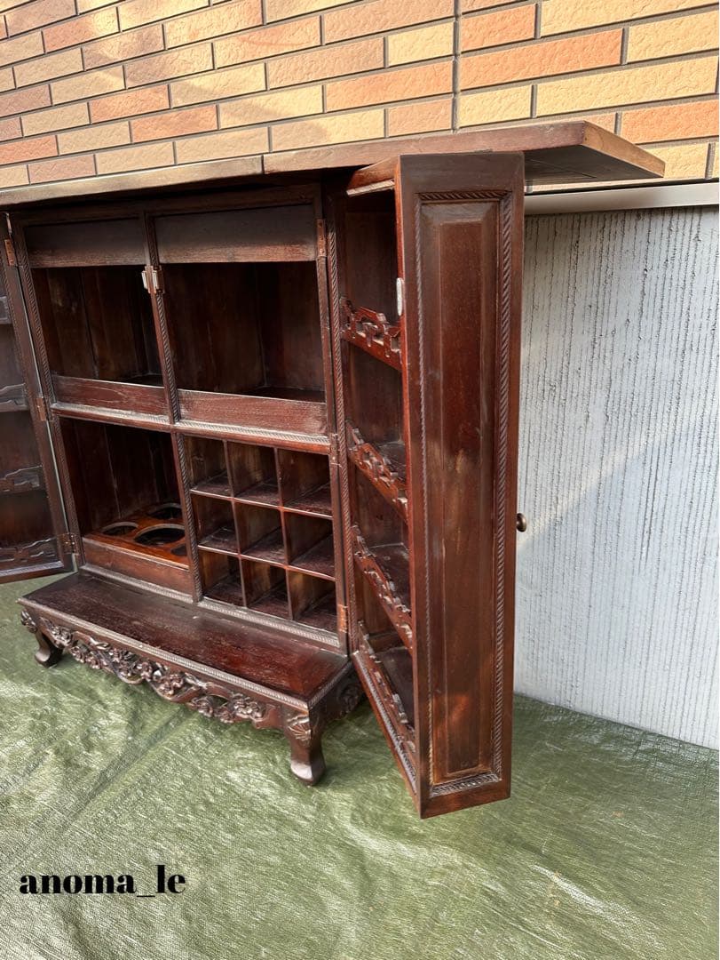 【ボトルラックカウンター】バーカウンター開閉式　収納棚　アンティークヴィンテージ