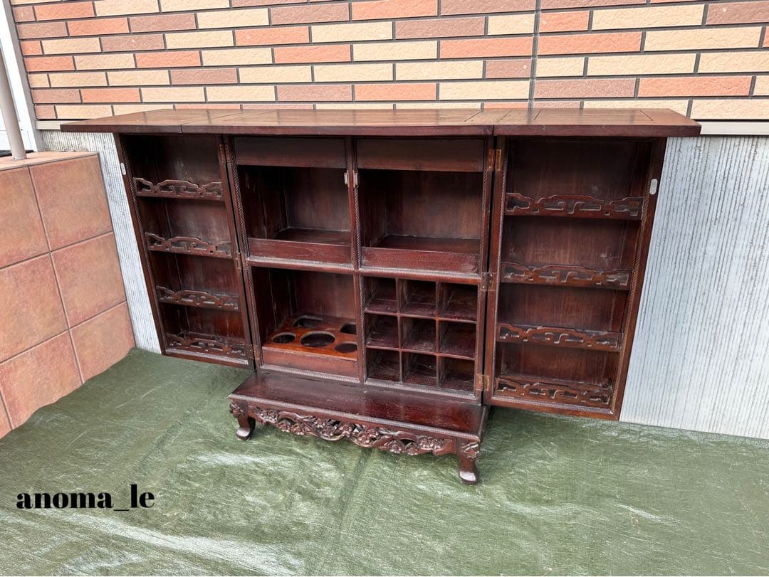 【ボトルラックカウンター】バーカウンター開閉式　収納棚　アンティークヴィンテージ