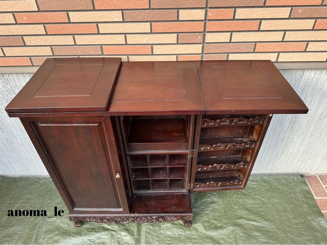 【ボトルラックカウンター】バーカウンター開閉式　収納棚　アンティークヴィンテージ