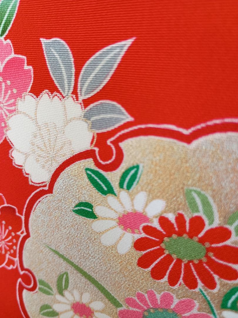 お宮参り　一つ身　着物　赤古典模様