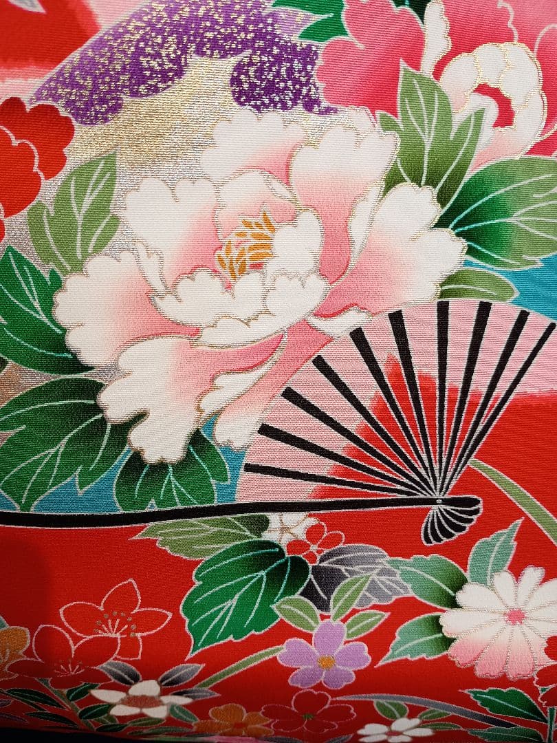 お宮参り　一つ身　着物　赤古典模様