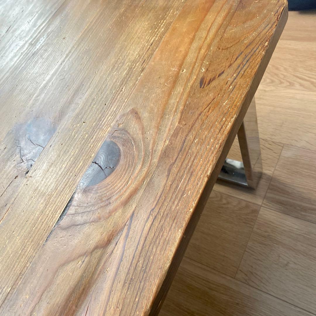 天然木　木製×ステンレス　センターテーブル　ローテーブル　コーヒーテーブル