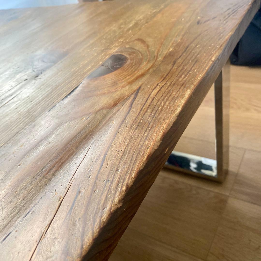 天然木　木製×ステンレス　センターテーブル　ローテーブル　コーヒーテーブル
