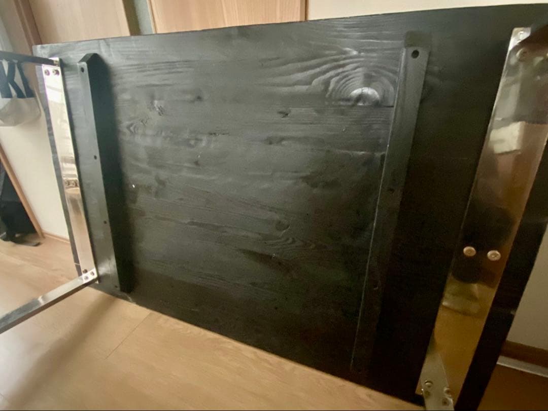 天然木　木製×ステンレス　センターテーブル　ローテーブル　コーヒーテーブル