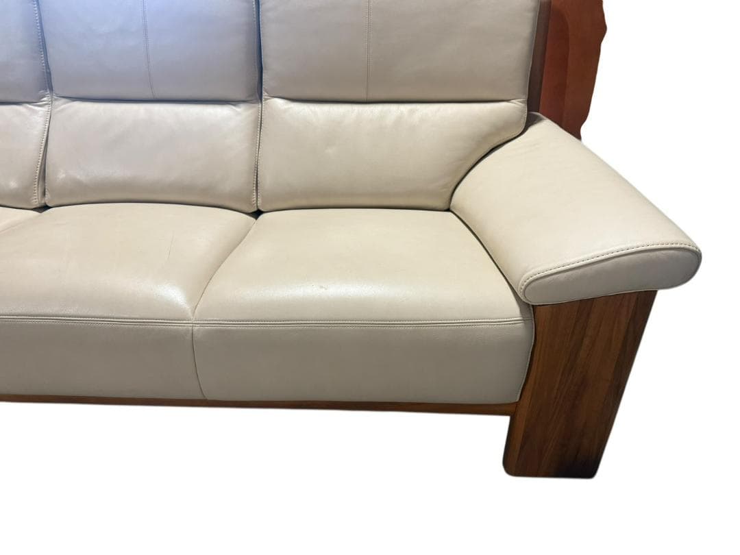 ◻【美品】karimoku 3人掛けソファ 本革張り ZU4853 ソファのみ