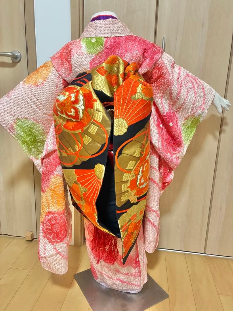 ふんわり優しい♡正絹・総絞りピンク着物セット（七五三・アンティーク）