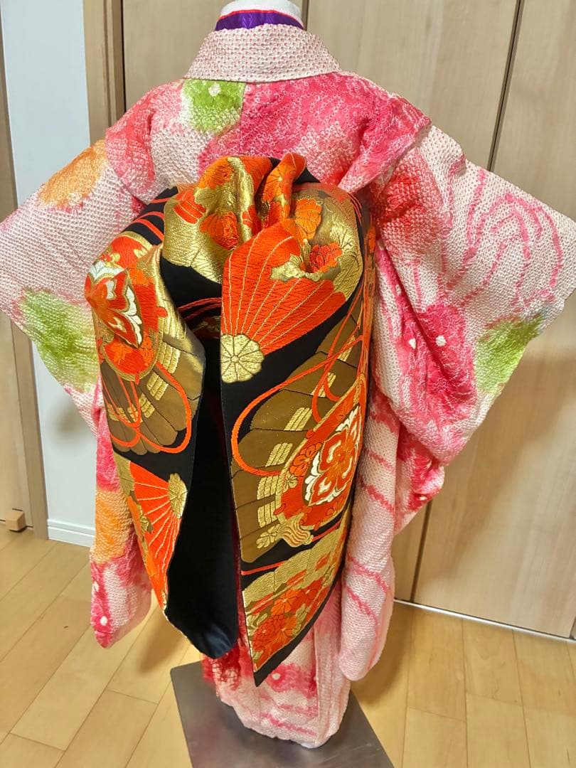 ふんわり優しい♡正絹・総絞りピンク着物セット（七五三・アンティーク）