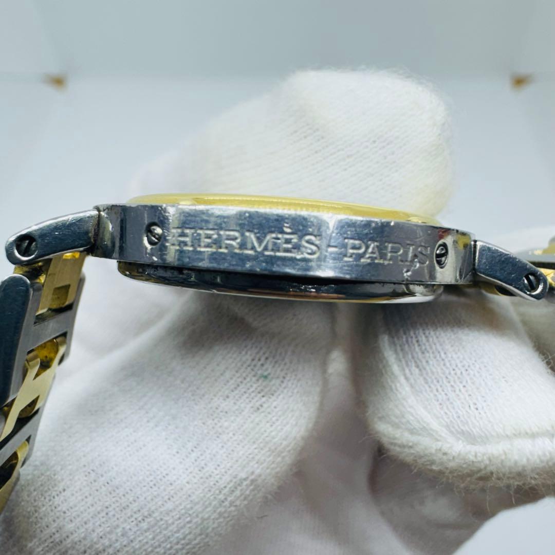 ✨エルメス✨クリッパー✨コンビベルト✨デイト✨白文字盤✨WR✨クオーツ✨腕時計✨