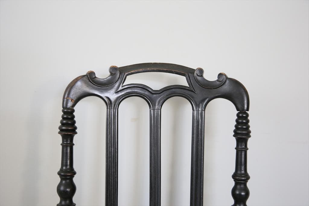 フランスアンティーク木製ナポレオンチェア/黒色ダイニングイス椅子(90-191)