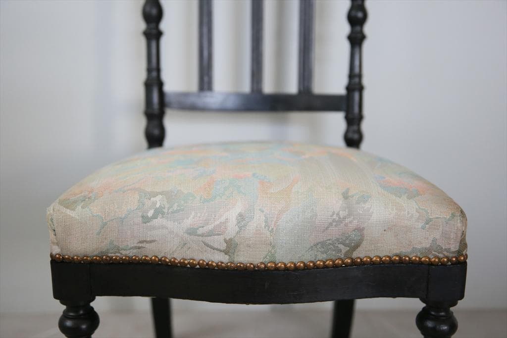 フランスアンティーク木製ナポレオンチェア/黒色ダイニングイス椅子(90-191)