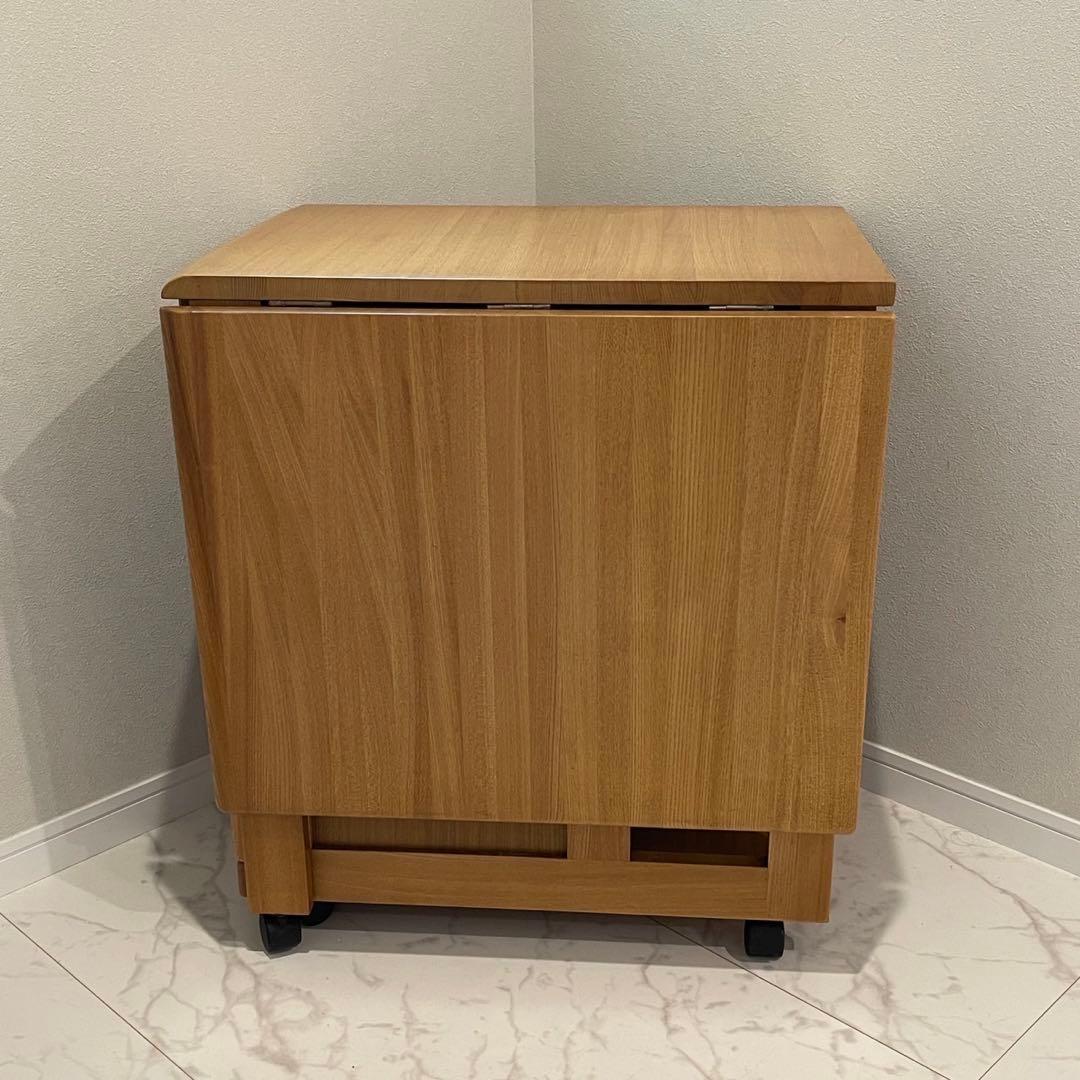 光家具　バタフライ式　キッチンワゴン　マルチワゴン　木製　キャスター付き