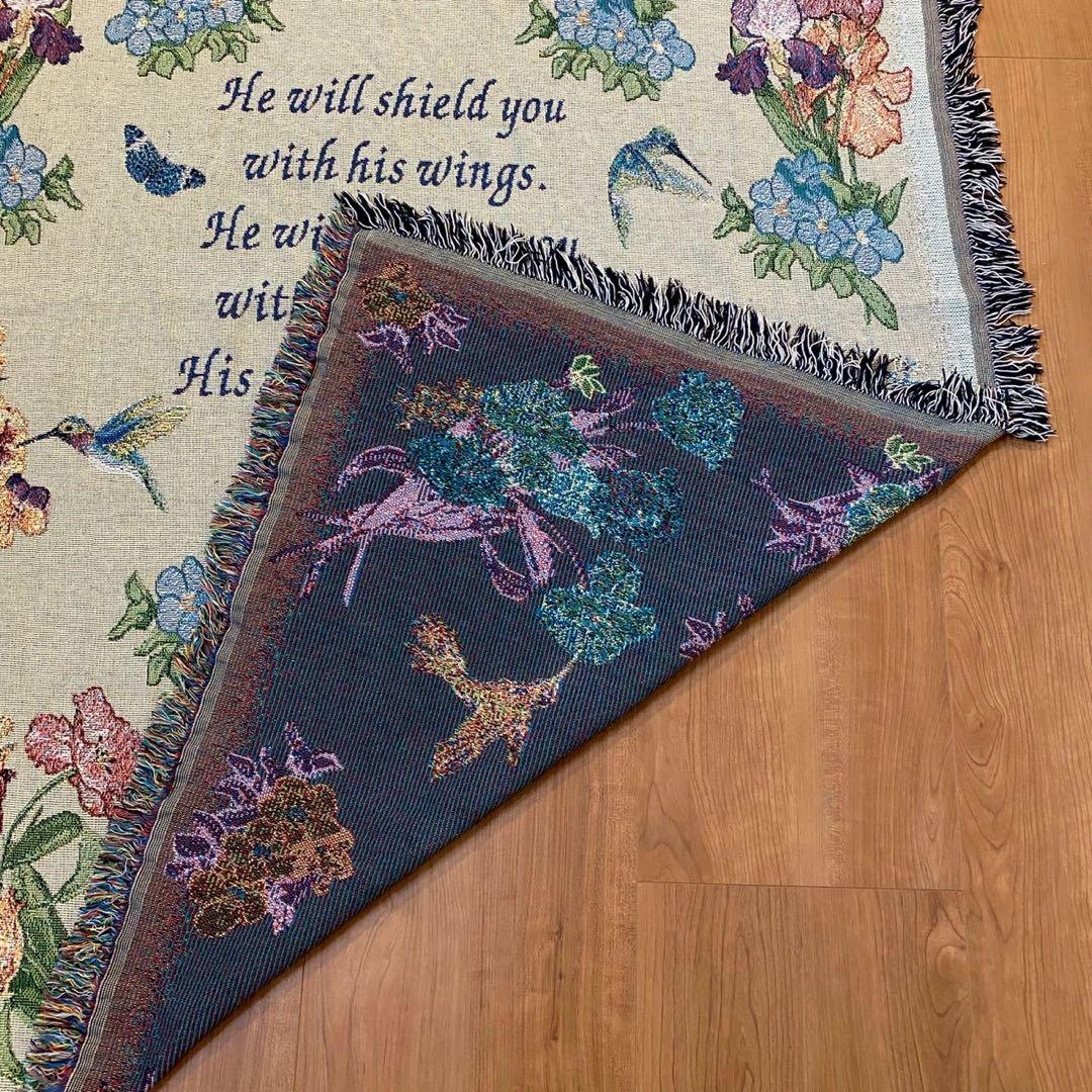 美品】ヴィンテージ ラグ ゴブラン調 170×125 聖書 詩篇 タペストリー